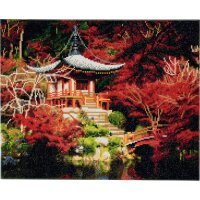 Crystal Art Leinwand Japanischer Tempel 40x50 cm