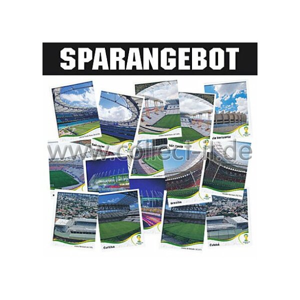 Panini WM 2014 - ALLE 24 Stadion-Sticker (Sticker 008-031)