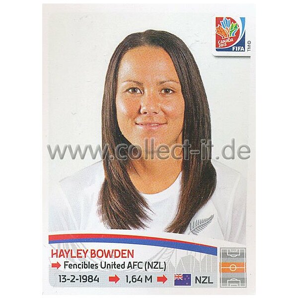 Frauen WM 2015 - Sticker 70 - Hayley Bowden - Neuseeland