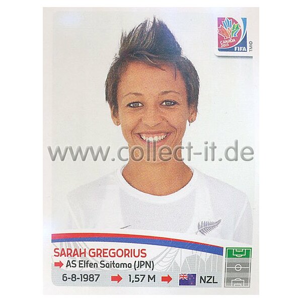 Frauen WM 2015 - Sticker 76 - Sarah Gregorius - Neuseeland