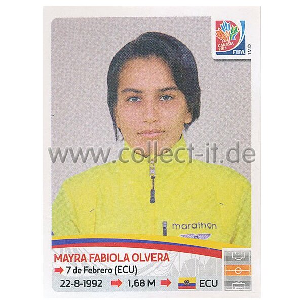 Frauen WM 2015 - Sticker 242 - Mayra Fabiola Olvera - Ecuador