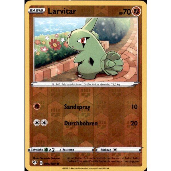 86/189 - Larvitar - Reverse Holo - Deutsch