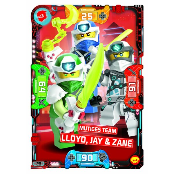 28 - Power Team Nya, Kai & Lloyd - Helden Karte - Serie 5 NEXT LEVEL