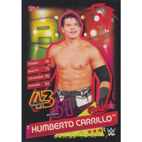 Karte 19 - Humberto Carrillo - RAW - Slam Attax Reloaded