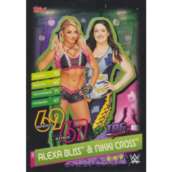 Karte 185 - Alexa Bliss & Nikki Cross - Tag Team - Slam Attax Reloaded