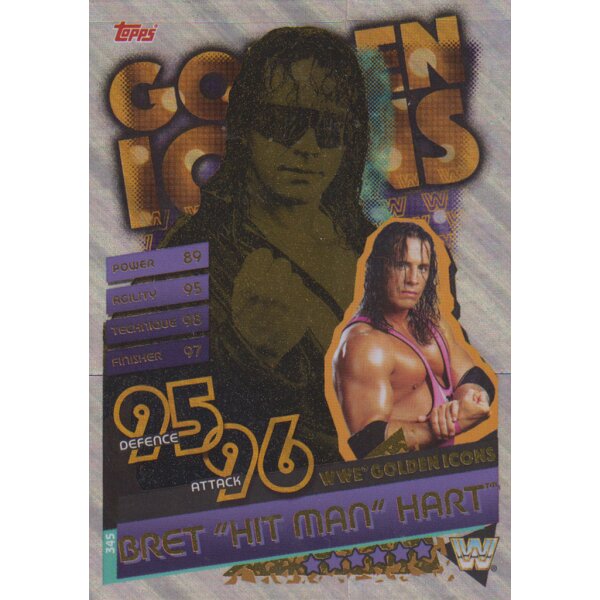 Karte 345 - Bret "Hit Man" Hart - WWE Golden Icon - Slam Attax Reloaded