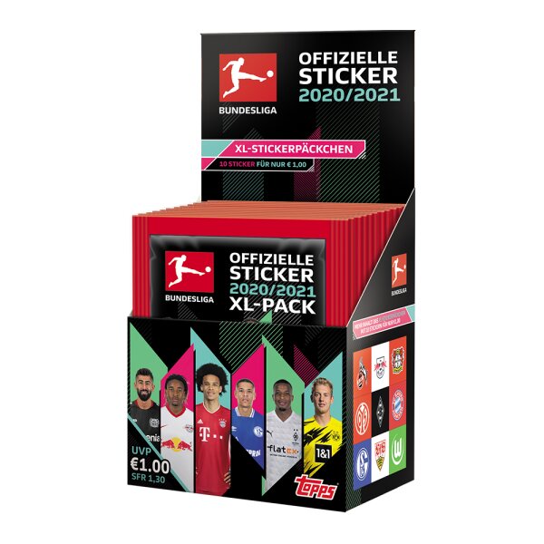 Topps Bundesliga Sammelsticker 2020/21 - 1 Display (36 Tüten)