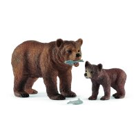 Schleich 42473 Wild Life - Grizzlybär-Mutter mit Jungem