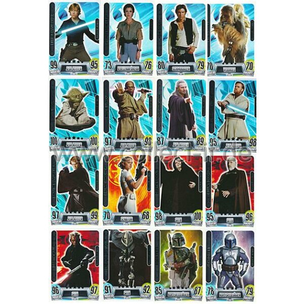 FAMOV2 - Spar 1B - ALLE 16 Force Meister - Star Wars Force Attax - Movie Cards Serie 2