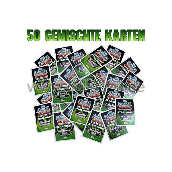 FAMOV2 - Spar 3 - 50 gemischte Base Karten - Deutsch - Star Wars Force Attax - Movie Cards Serie 2