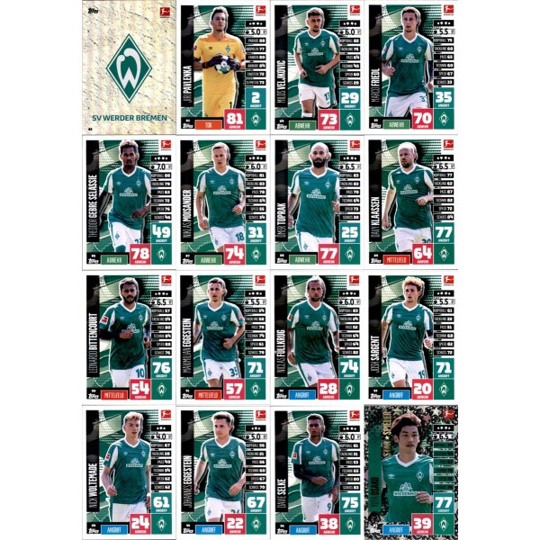 Topps Match Attax - 2020/21 - Mannschaftspaket - SV Werder Bremen