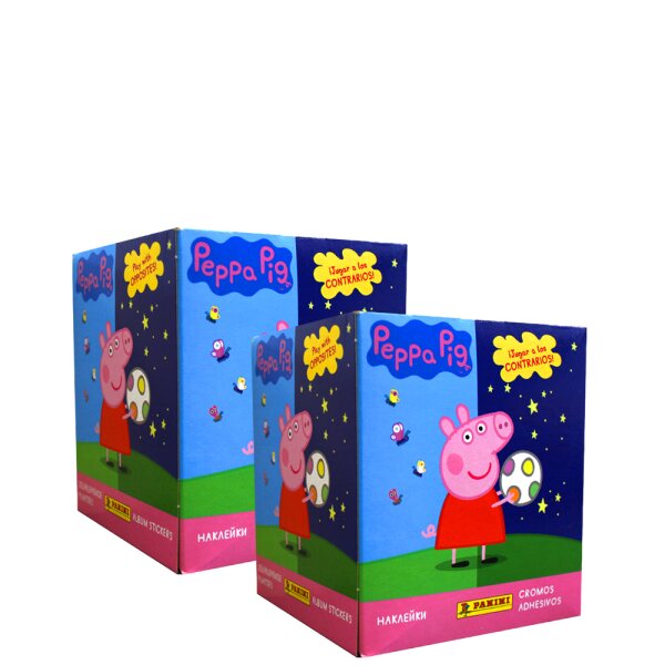 Peppa Pig Hybrid 2021 - Spiele mit Gegensätzen  - Sammelsticker - 2 Displays (72 Tüten)