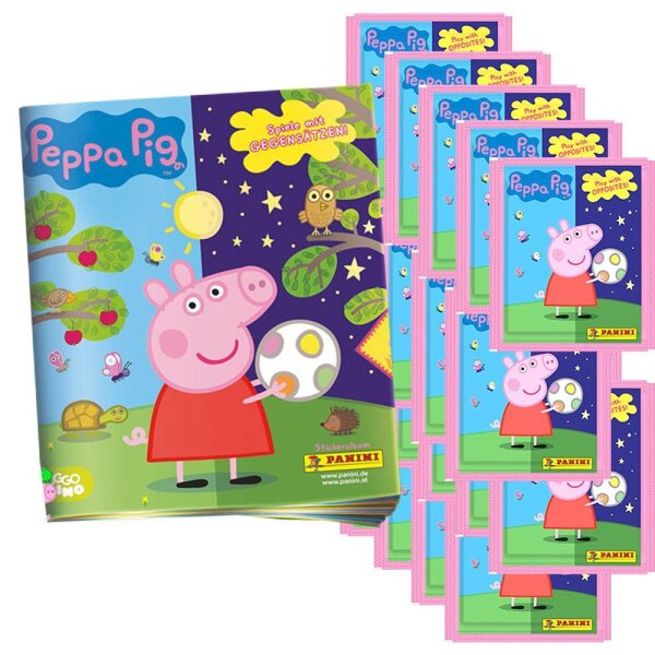 Peppa Pig Hybrid 2021 - Spiele mit Gegensätzen  - Sammelsticker - 1 Album + 20 Tüten