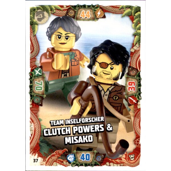 37 - Team Inselforscher Clutch Powers & Misako - Helden Karte - Serie 6 NEXT LEVEL