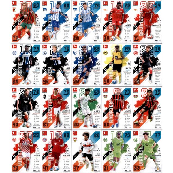 Topps Match Attax 2021/22 - Alle 20 Neue Transfer Karten - Nummer 446 bis 465