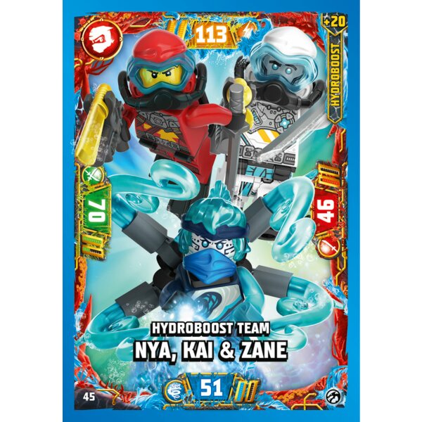 45 - Hydroboost Team Nya, Kai & Zane - Helden Karte - Serie 7