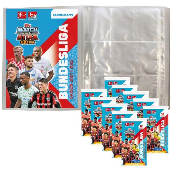 Topps - Match Attax EXTRA 2021/22 - 1 Leere Sammelmappe + 10 Booster