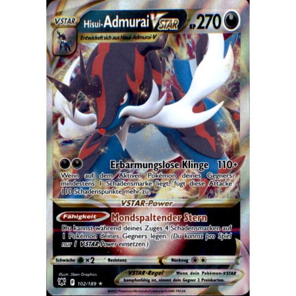 102/189 - Hisui-Admurai Vstar - Ultra Rare