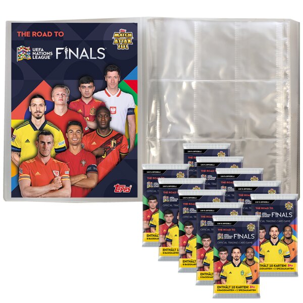 Road to 2022 UEFA Nations League Trading Cards - 1 Leere Sammelmappe + 10 Booster