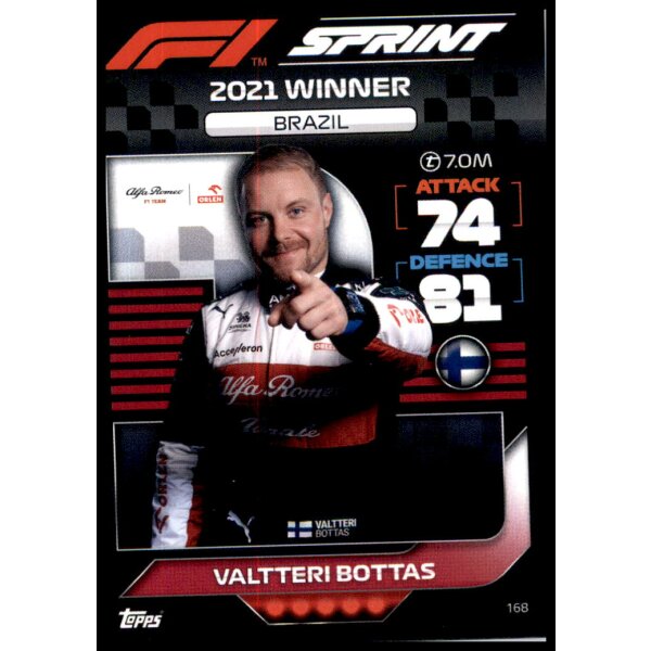 168 - Turbo Attax F1 2022 - Sprint Race Winners - Valtteri Bottas