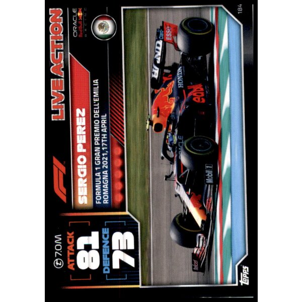 184 - Turbo Attax F1 2022 - Live Action - Sergio Perez