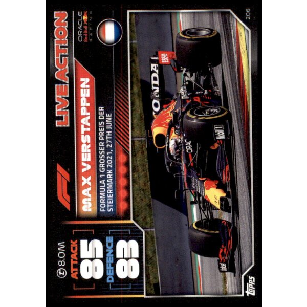 206 - Turbo Attax F1 2022 - Live Action - Max Verstappen