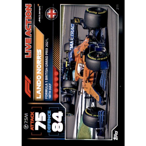 211 - Turbo Attax F1 2022 - Live Action - Lando Norris