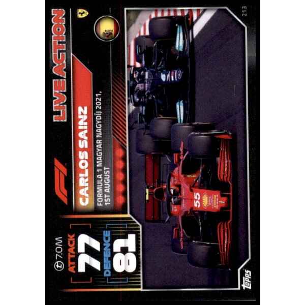 213 - Turbo Attax F1 2022 - Live Action - Carlos Sainz