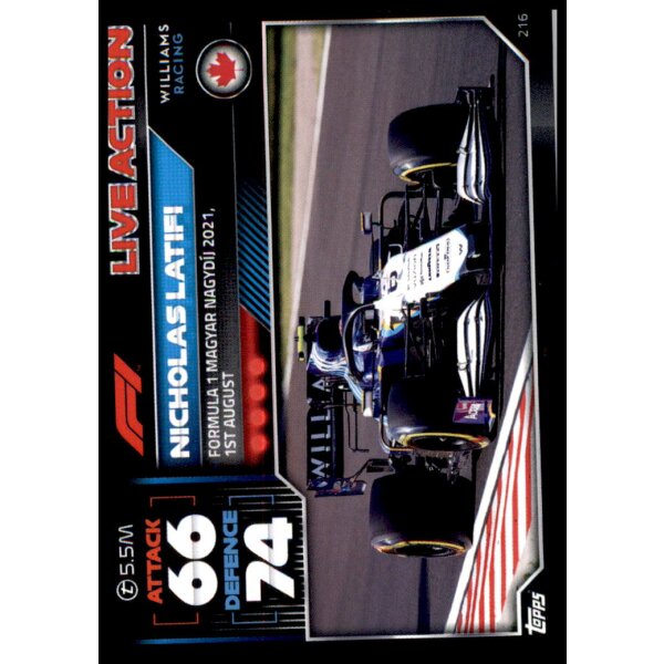 216 - Turbo Attax F1 2022 - Live Action - Nicholas Latifi