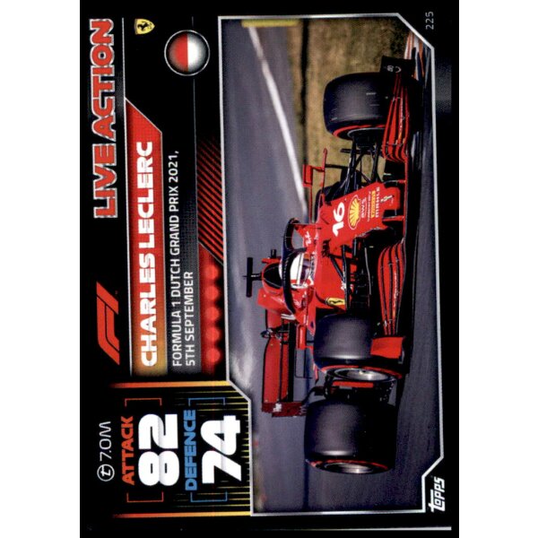 225 - Turbo Attax F1 2022 - Live Action - Charles Leclerc