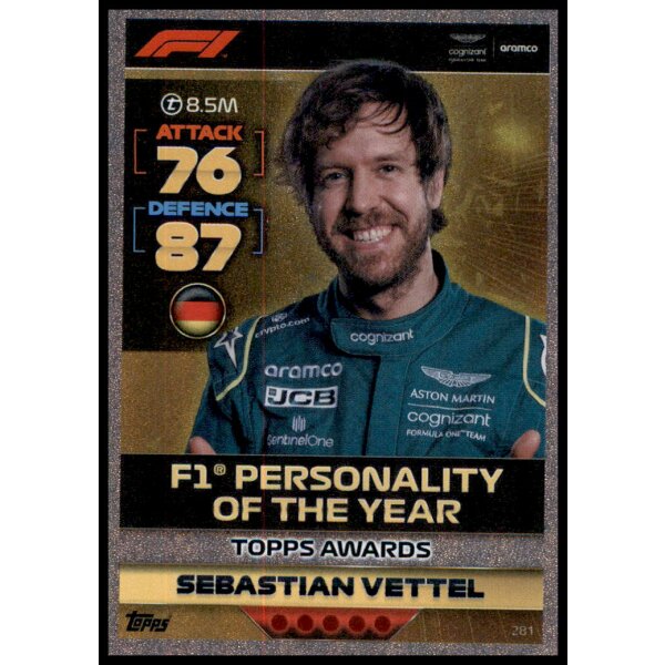 281 - Turbo Attax F1 2022 - Topps Auszeichnungen - Sebastian Vettel