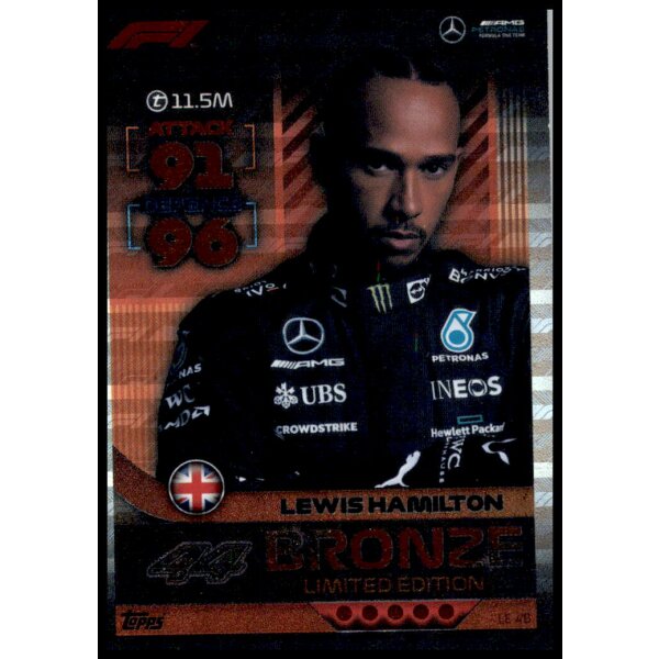 LE4B - Turbo Attax F1 2022 - Bronze Limitierte Karte - Lewis Hamilton