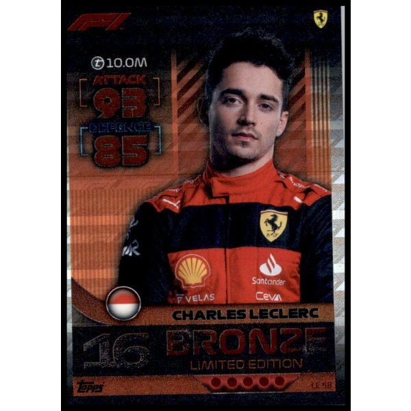 LE5B - Turbo Attax F1 2022 - Bronze Limitierte Karte - Charles Leclerc