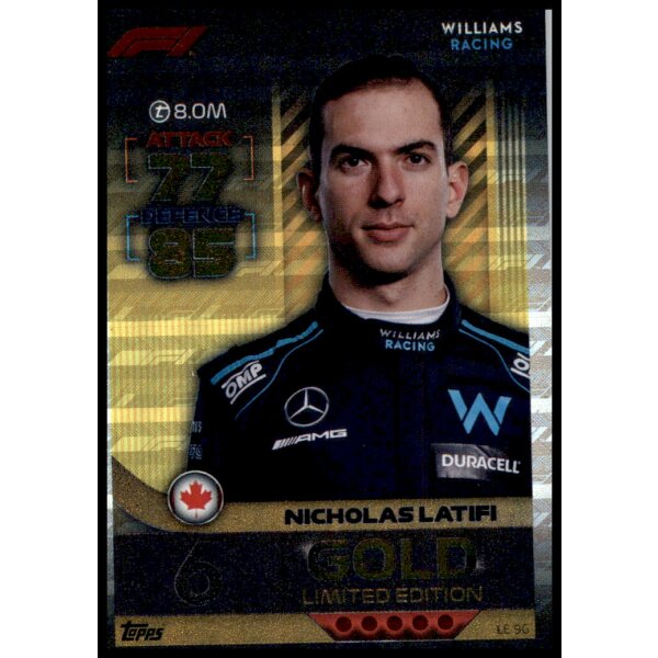 LE9G - Turbo Attax F1 2022 - Gold Limitierte Karte - Nicholas Latifi