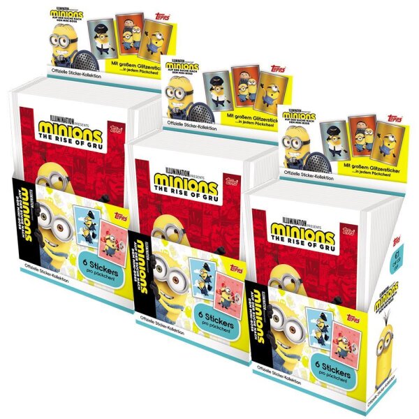 Minions - Auf der Suche nach dem Mini-Boss - Sammelsticker - 3 Display (108 Tüten)