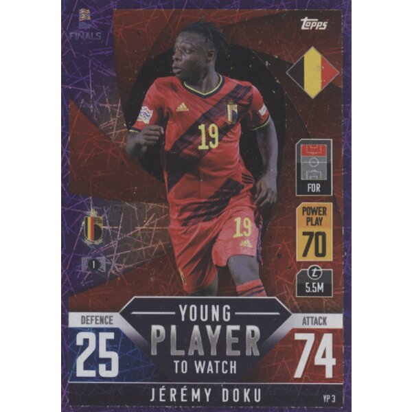 YP03 - Jeremy Doku - Young Player to Watch - LILA FOIL - Parallel - 2022