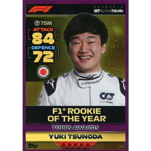 282 - Turbo Attax F1 2022 - CRYSTAL PINK - Topps Auszeichnungen - Yuki Tsunoda