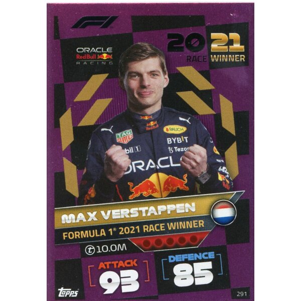 291 - Turbo Attax F1 2022 - CRYSTAL PINK - Rennsieger - Max Verstappen