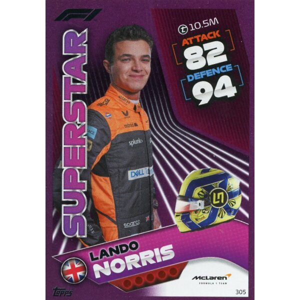 305 - Turbo Attax F1 2022 - CRYSTAL PINK - Renn Superstar - Lando Norris