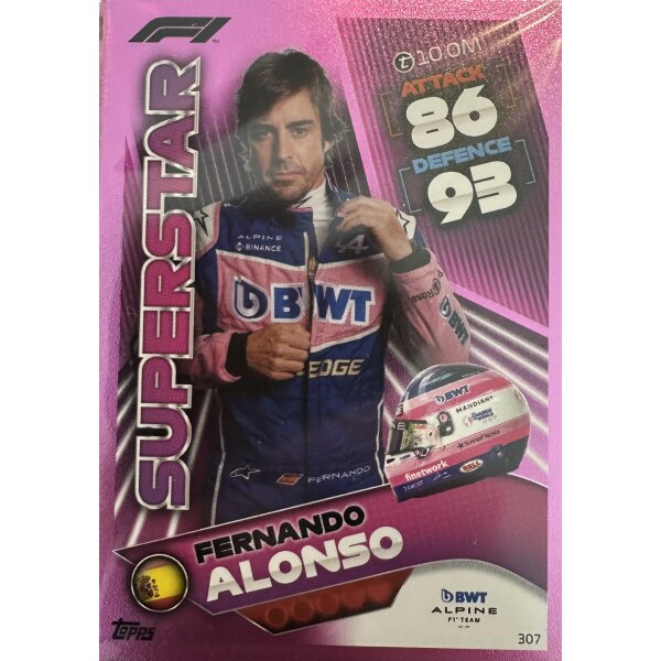 307 - Turbo Attax F1 2022 - CRYSTAL PINK - Renn Superstar - Fernando Alonso