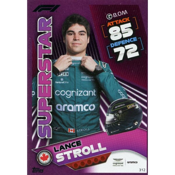 312 - Turbo Attax F1 2022 - CRYSTAL PINK - Renn Superstar - Lance Stroll