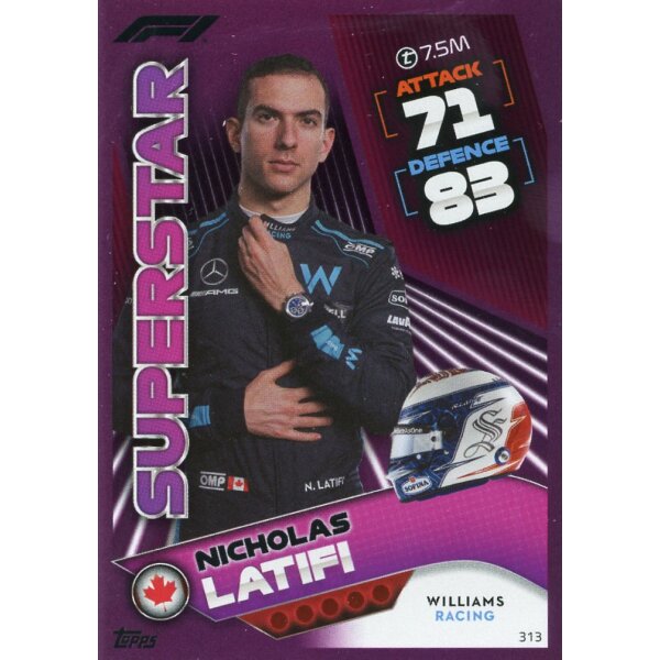 313 - Turbo Attax F1 2022 - CRYSTAL PINK - Renn Superstar - Nicholas Latifi