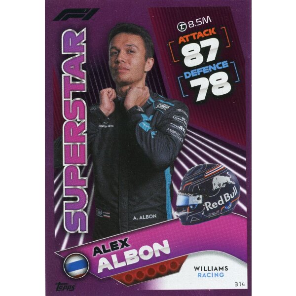 314 - Turbo Attax F1 2022 - CRYSTAL PINK - Renn Superstar - Alex Albon