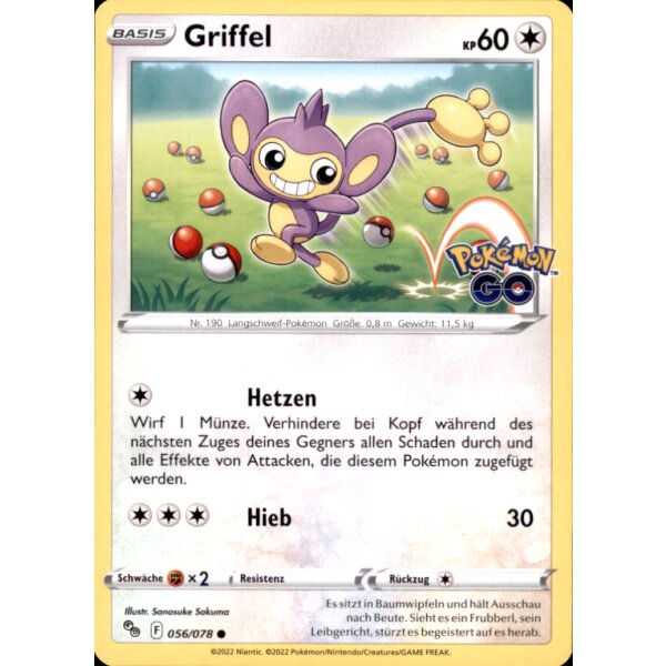 56/078 Griffel - Common - Pokemon GO