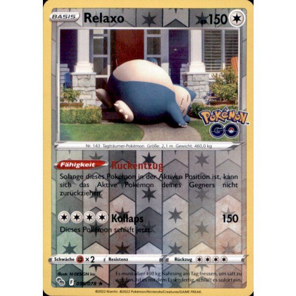 55/078 Relaxo - Reverse Holo - Pokemon GO