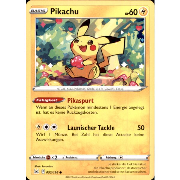 052/196 - Pikachu - Common - SWSH11 Verlorener Ursprung