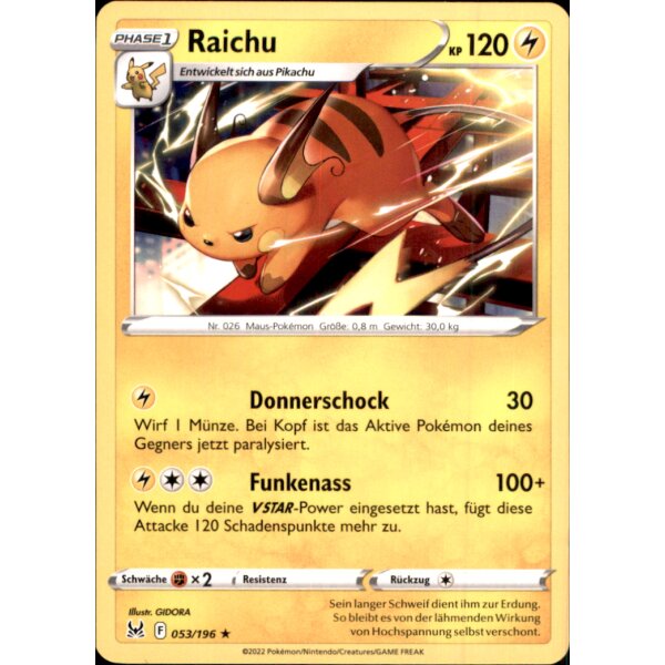 053/196 - Raichu - Rare - SWSH11 Verlorener Ursprung