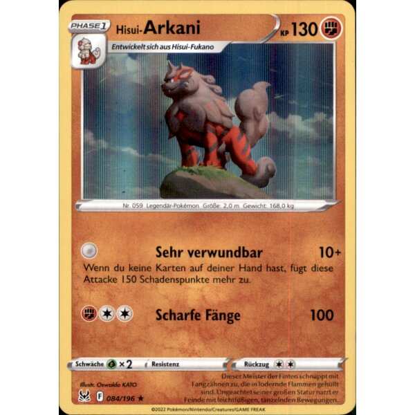 084/196 - Hisui-Arkani - Holofoil Rare - SWSH11 Verlorener Ursprung