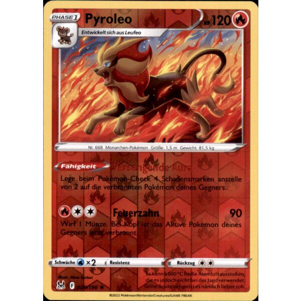 029/196 - Pyroleo - Reverse Holo - SWSH11 Verlorener Ursprung