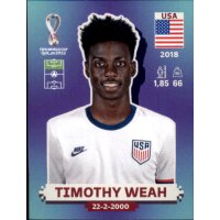 Panini WM 2022 Qatar - Sticker USA20  - Timothy Weah